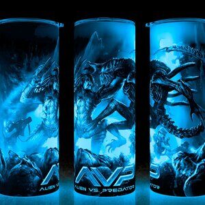 Glow in the Dark Alien Vs Predator AVP Xenomorph Fight Cup Mug Tumbler